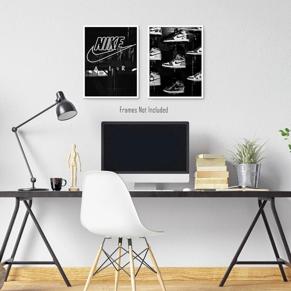 Generic Sneaker Posters (UNFRAMED 12 x 16 Set of 2) Hypebeast Wall Art Shoe Decor Sneakerhead Room Decor Air AJ Teen Boy Room Girl Room Wall Art Prints - Black and White Sneakers https://www.amazon.com/dp/B0CSH5NPJ8
