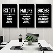 Framed Canvas Wall Art Success Quote For Office, Black Large Positive Motivational Poster, Set of 3, Execute Failure Definition, Inspirational Print (A-3pcs,12x16inchx3pcs) https://www.amazon.com/dp/B08CVF24C6