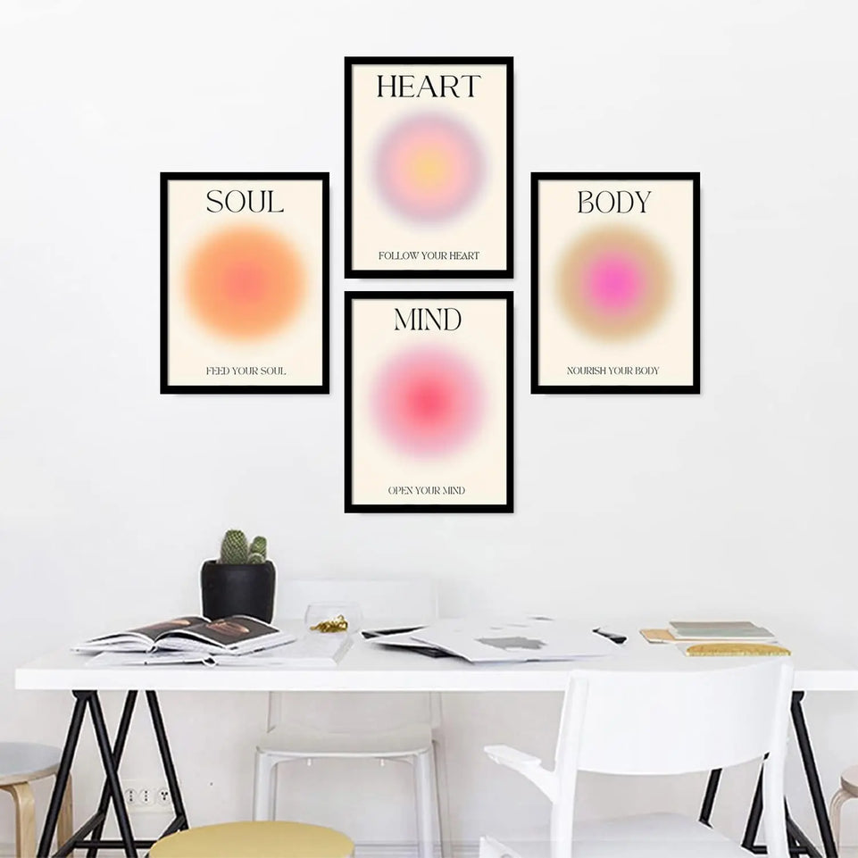 NCYEL 4 colorful abstract halo posters angel number positive energy inspirational language inspirational wall art bedroom girls room pink decoration living room bedroom apartment hotel dormitory 8x10 https://www.amazon.com/dp/B0BVLZQP2S