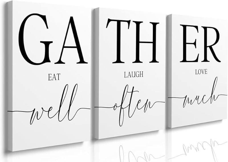 GUBIYU Home Family Wall Decor, Set of 3 Inspirational Canvas Prints Black and White Framed Canvas Art Paintings Wood Wall Decoration for Dining Room Bedroom Living Room 12"x16" https://www.amazon.com/dp/B09X196N64
