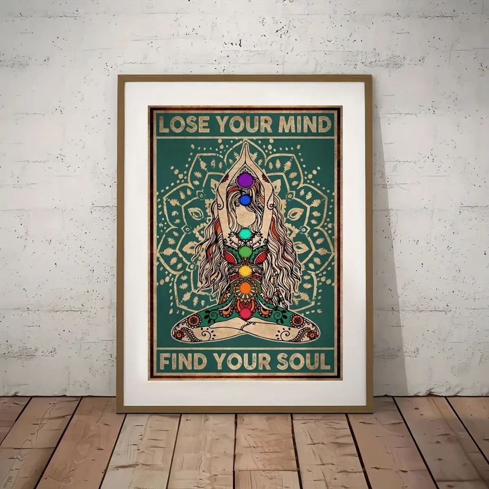 1pc Vintage Gyspy Girl Yoga Pose Wall Art for Home Decor - Lose Your Mind, Find Your Soul - Retro Canvas Poster with No Frame June Wall Art