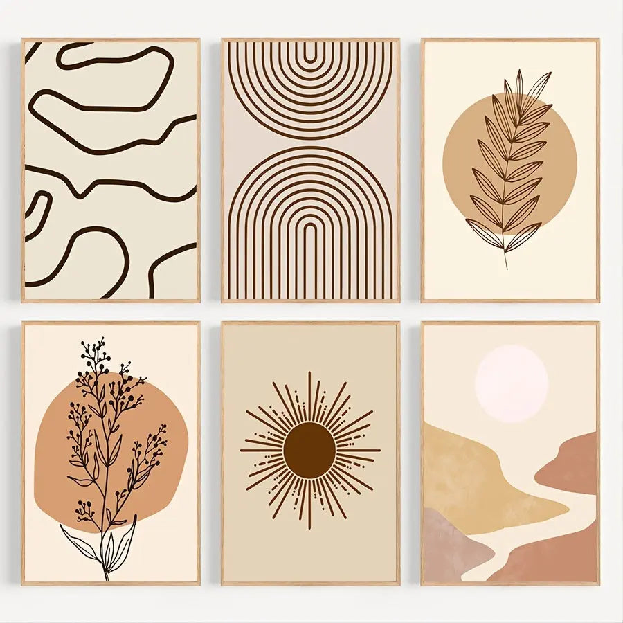 6pcs/Set, Boho Landscapes Painting Canvas Wall Art Picture Print Home Decor, 11.8*15.7inch June Wall Art