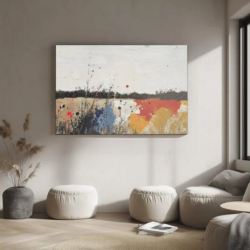Abstract Colorful Field Canvas Print - Modern Rustic Landscape Wall Art for Vibrant Home Decor June Wall Art