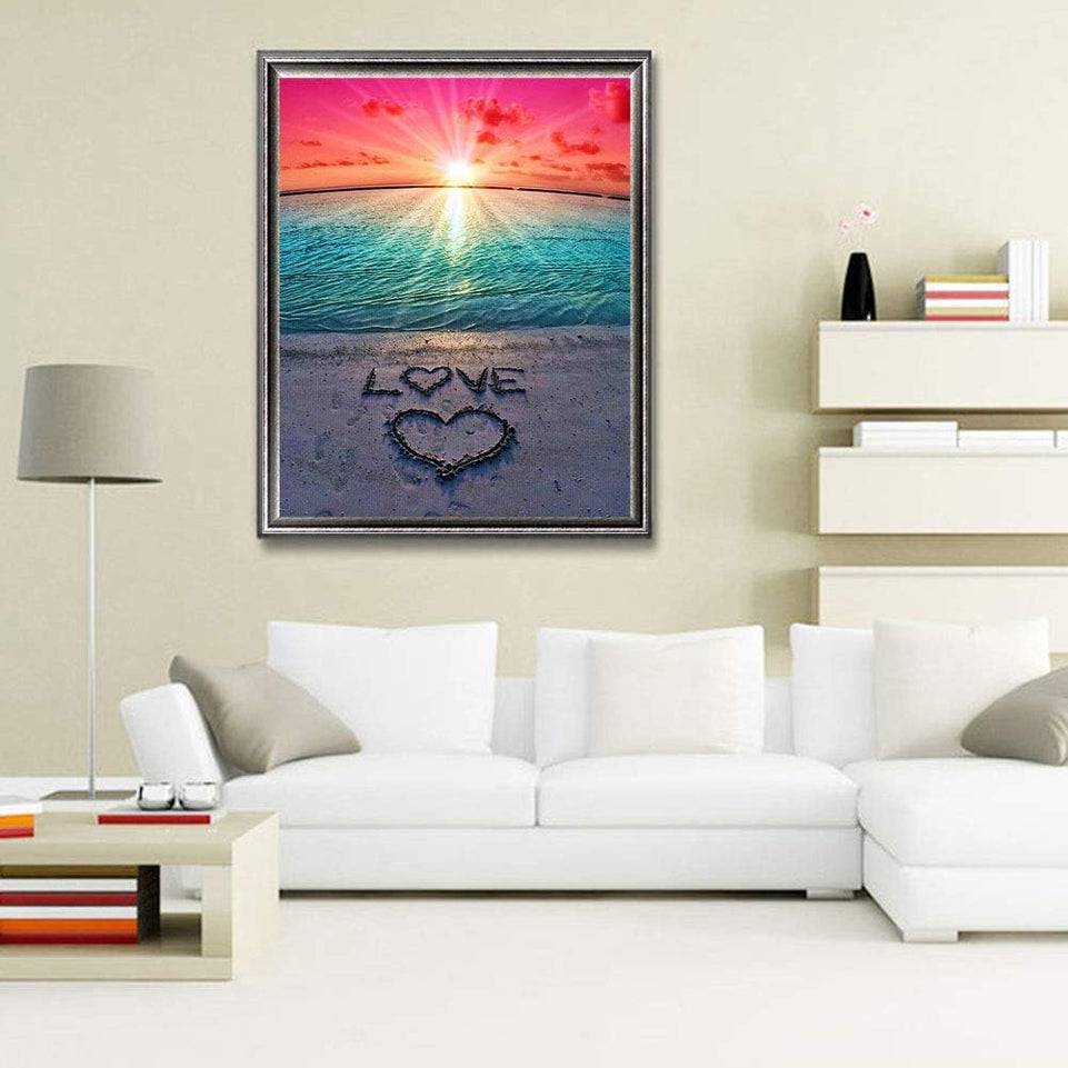 KTCLCATF Diamond Painting Beach by Number Kits,Sunset Love Diamond Art Kit Paint for Adults Beginner Full Drill Diamond Paintings Crystal Rhinestone Picture Arts Craft for Home Wall Decor Gift 16X12in https://www.amazon.com/dp/B07C2GDC1Q