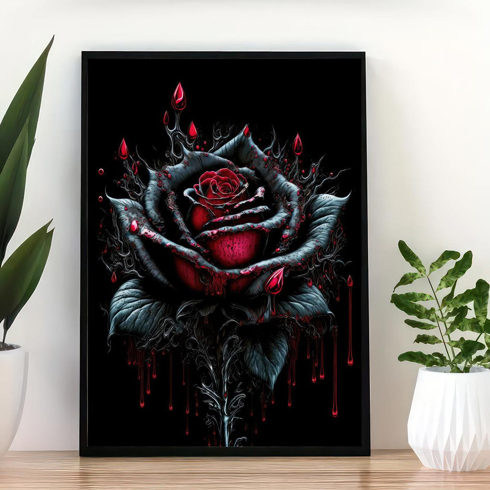 1pc Vintage Art Canvas Painting, Blood Rose Flower Painting On Canvas Wall Art, Artwork Wall Painting For Bathroom Bedroom Office Living Room Home Wall Decor, No Frame https://www.temu.com/search_result.html?search_key=601099518695522