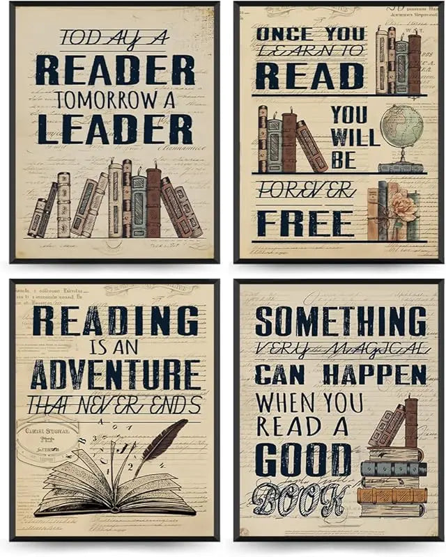 PLKMN Vintage Book Art Wall Decor 8x10, Book Club Decorations, Library Decor, Retro Floral Book Wall Art for Reading Room Classroom Nursery, Book Lovers Gifts, Set of 4 Unframed https://www.amazon.com/dp/B0CZQ3KRK9