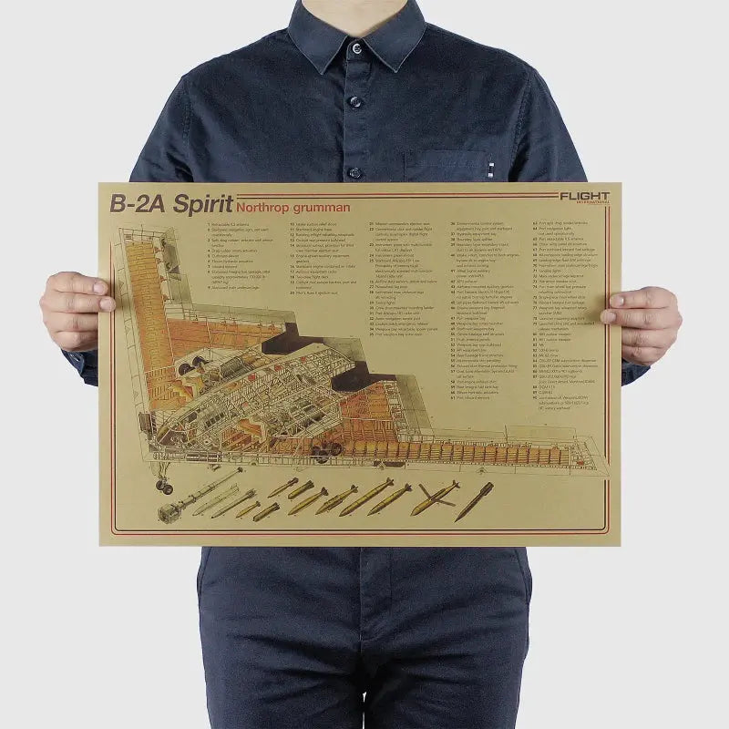 Aircraft Structural Design Drawing Vintage Poster Retro Wall Art Room Decor Painting Stickers Kraft Paper Posters Wall Sticker June Wall Art