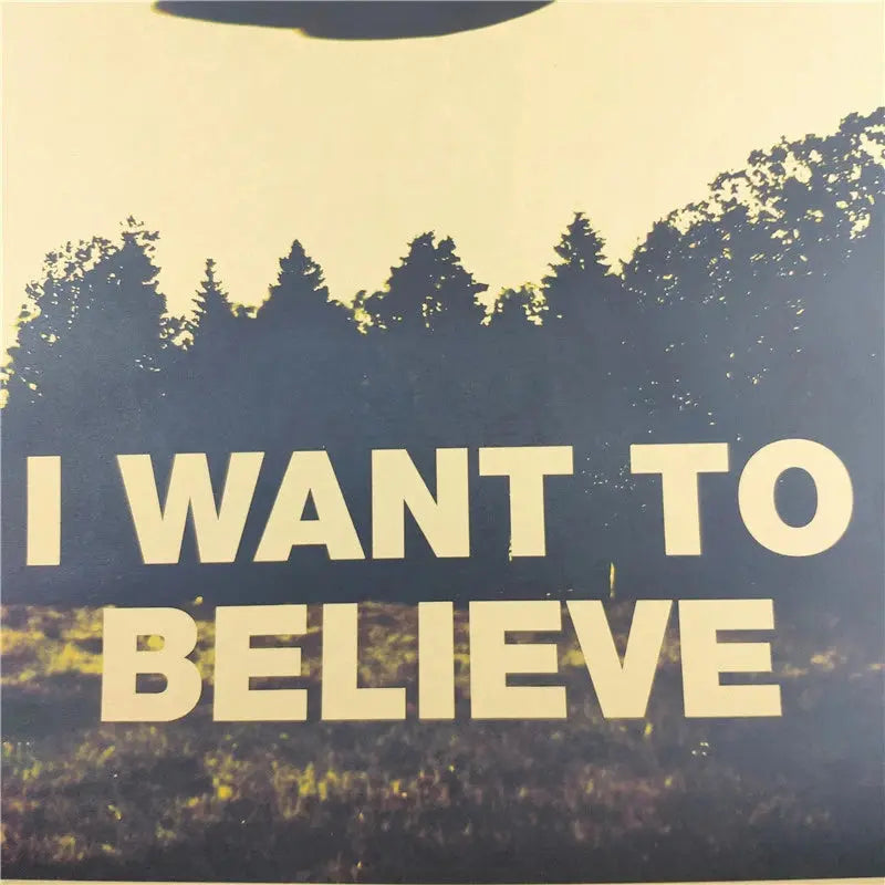 51.5x36cm Vintage Classic Movie The X-Files I Want To Believe Poster Retro Wall Decor Bar Home Decor Wall Decals Wall Sticker June Wall Art