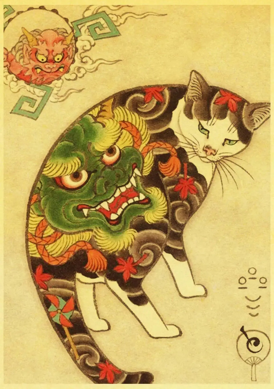 Hot Japanese Samurai Cat Ramen Nostalgia Poster Home Decor Art Decor Hight Quality Cartoon Painting Animal Poster Wall Stickers June Wall Art