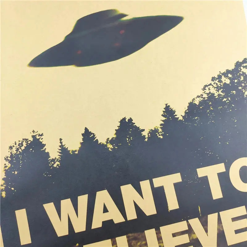 51.5x36cm Vintage Classic Movie The X-Files I Want To Believe Poster Retro Wall Decor Bar Home Decor Wall Decals Wall Sticker June Wall Art