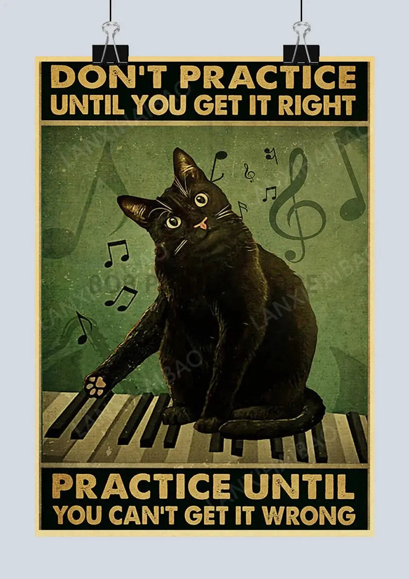 Cute Retro Mystery Black Cat Kraft Paper Poster Funny Butt Paper Bathroom Study Bar Cafe Art Collection Decorative Wall Sticker June Wall Art