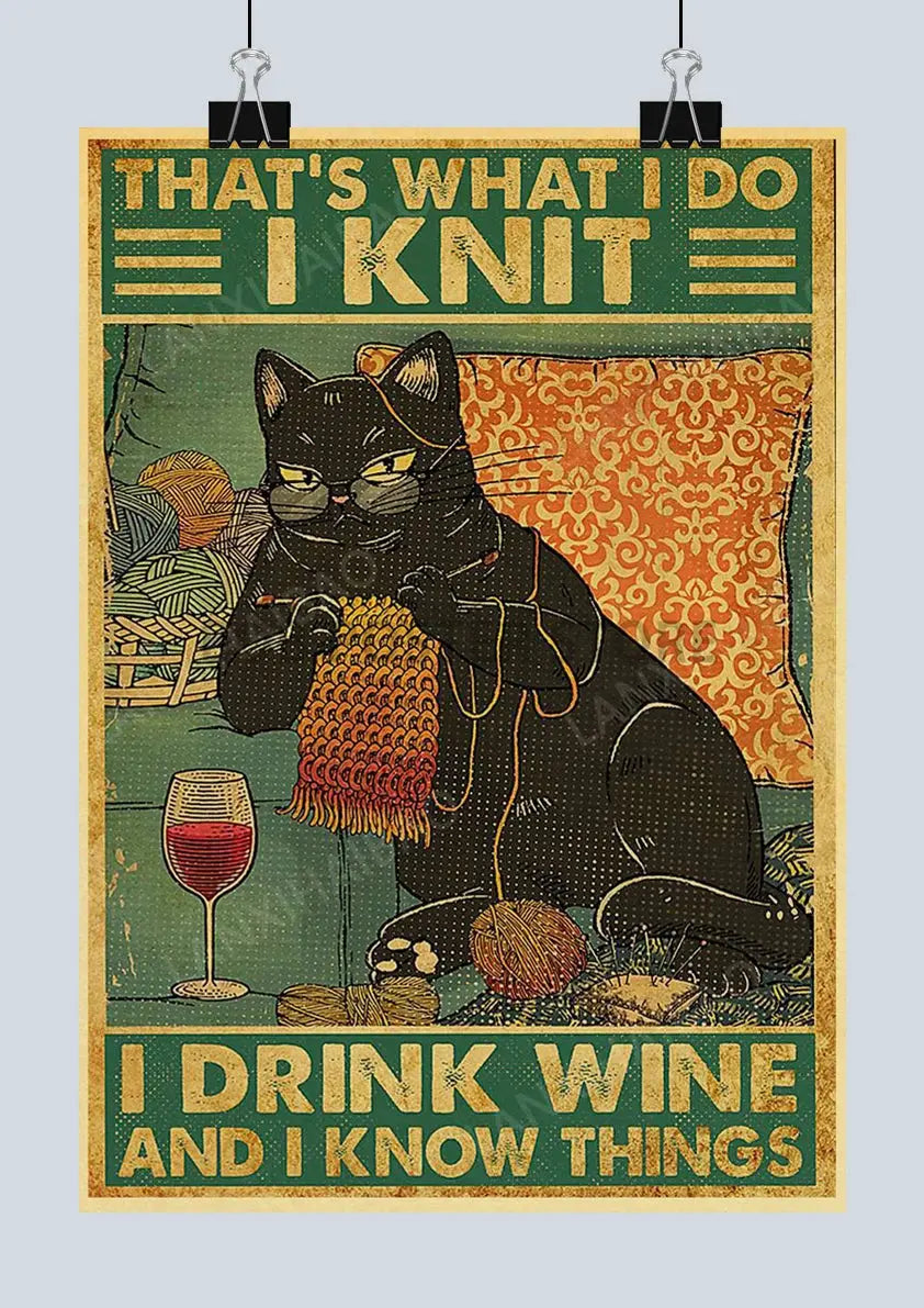Cute Retro Mystery Black Cat Kraft Paper Poster Funny Butt Paper Bathroom Study Bar Cafe Art Collection Decorative Wall Sticker June Wall Art