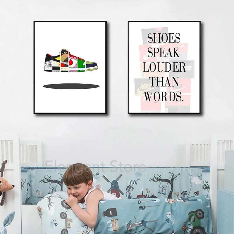Fashion Sneaker Box Wall Posters Art Prints Modern Sneakerhead Quote Canvas Painting Wall Pictures Teenager Boys Room Decor June Wall Art