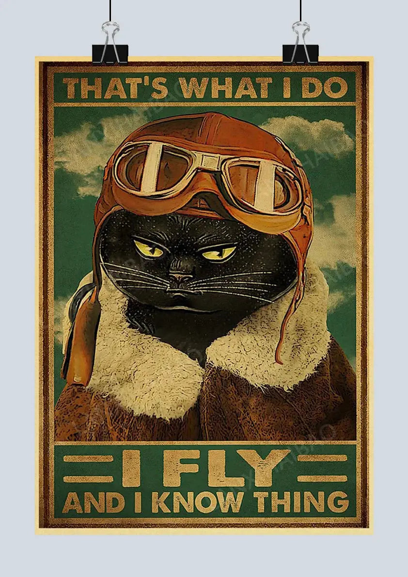 Cute Retro Mystery Black Cat Kraft Paper Poster Funny Butt Paper Bathroom Study Bar Cafe Art Collection Decorative Wall Sticker June Wall Art