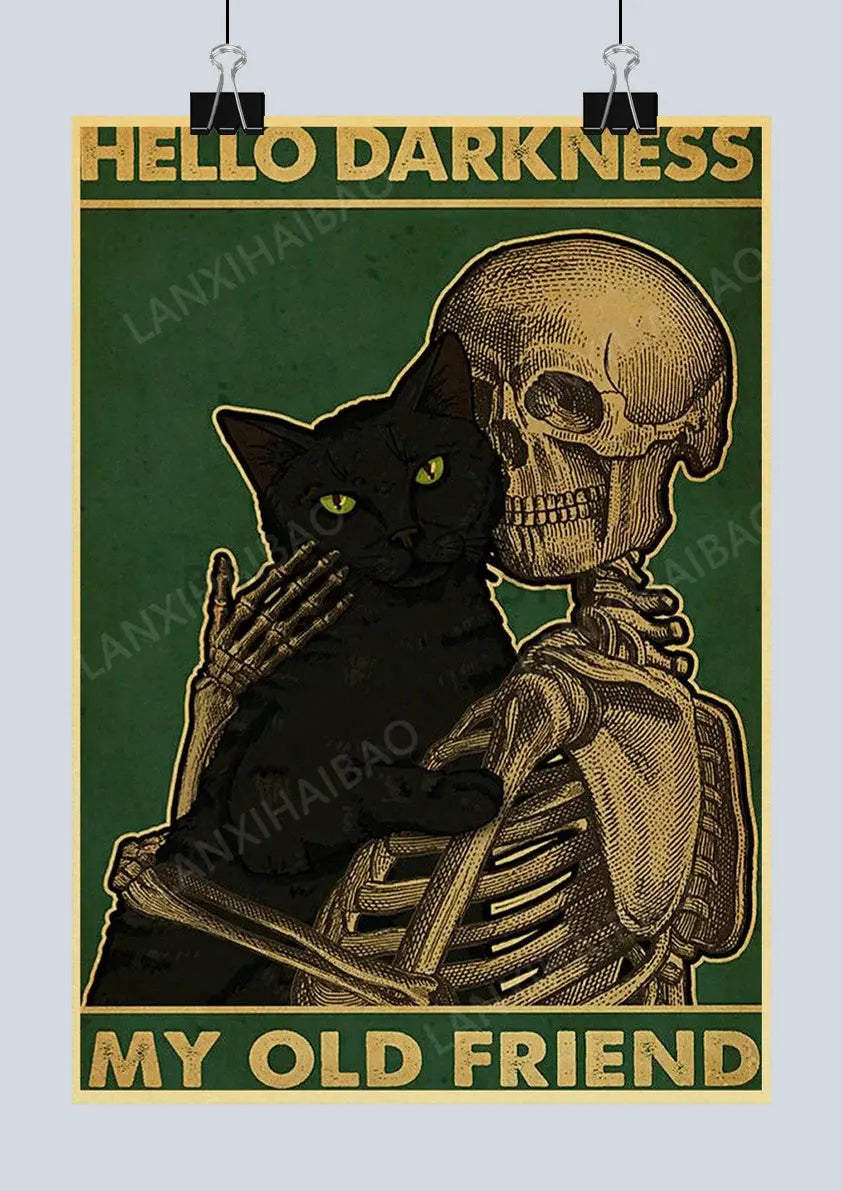 Cute Retro Mystery Black Cat Kraft Paper Poster Funny Butt Paper Bathroom Study Bar Cafe Art Collection Decorative Wall Sticker June Wall Art