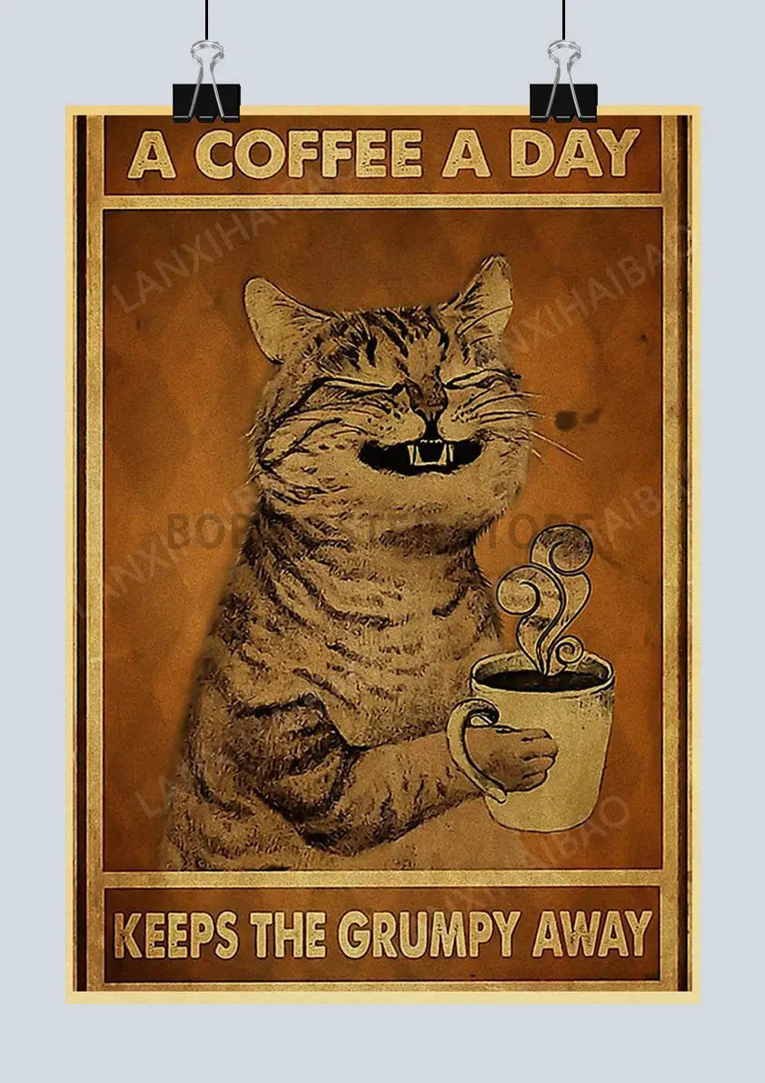 Cute Retro Mystery Black Cat Kraft Paper Poster Funny Butt Paper Bathroom Study Bar Cafe Art Collection Decorative Wall Sticker June Wall Art