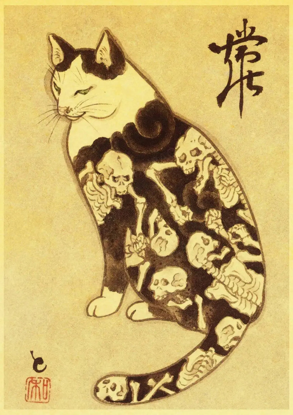 Hot Japanese Samurai Cat Ramen Nostalgia Poster Home Decor Art Decor Hight Quality Cartoon Painting Animal Poster Wall Stickers June Wall Art