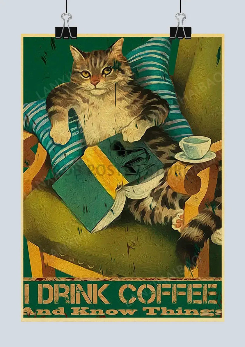 Cute Retro Mystery Black Cat Kraft Paper Poster Funny Butt Paper Bathroom Study Bar Cafe Art Collection Decorative Wall Sticker June Wall Art