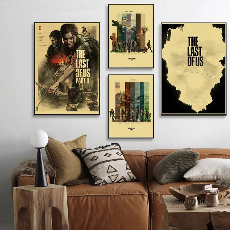 Hot The Last of Us Part 1 2 Poster Abby Ellie Retro Kraft Paper Prints Vintage Home Room Bar Cafe Club Decor Art Wall Painting June Wall Art