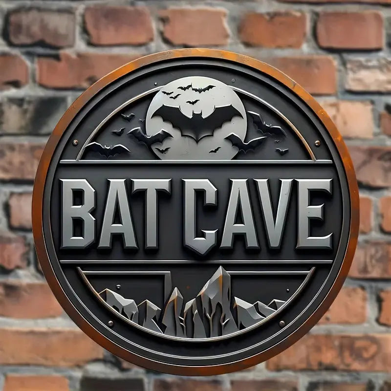 Vintage Bat Cave Metal Sign - 8"x8" | Perfect for Outdoor Yard Porch Garage Cafe Bar and Garden Decor Unique Wall Art Plaque June Wall Art