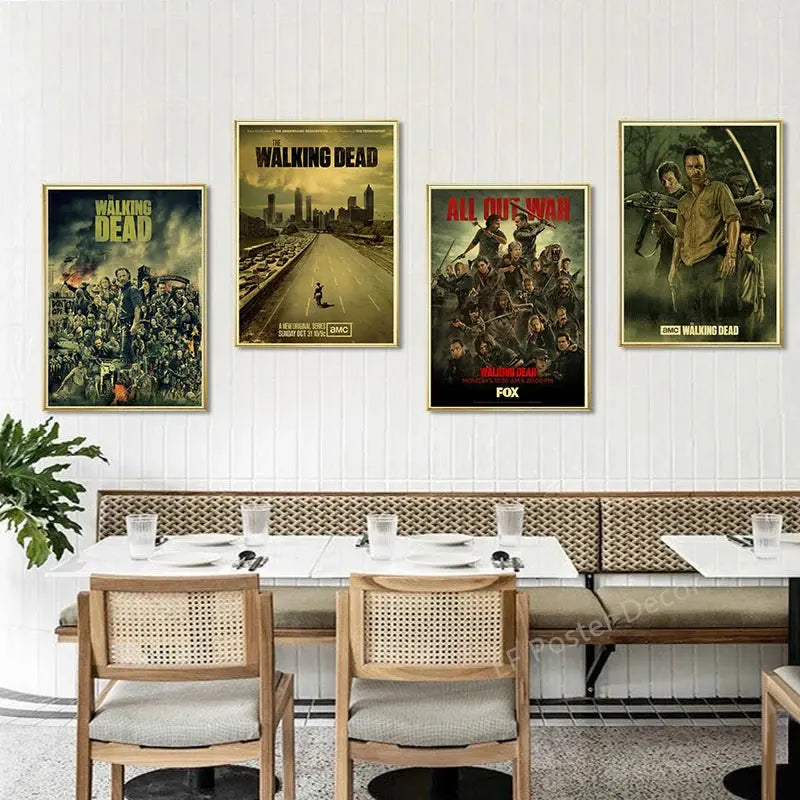 The Walking Dead Poster Rick Grimes/Daryl Dixon Prints Posters Horror TV Show Vintage Home Room Art Wall Decor Retro Painting June Wall Art