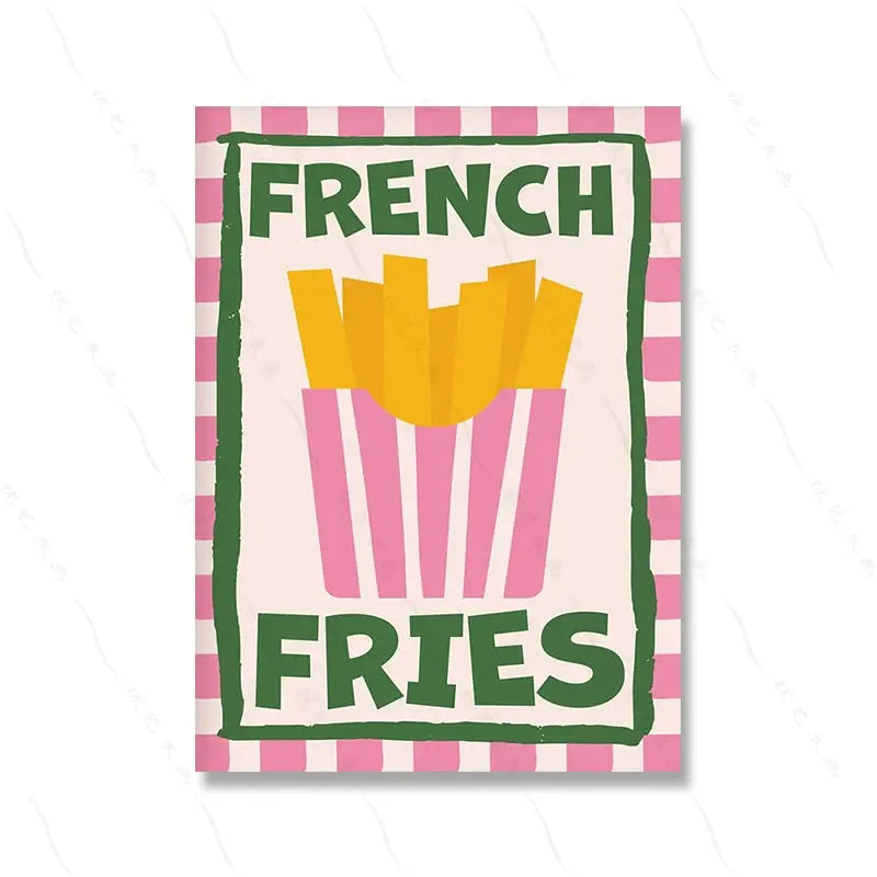Color Food Art Quote Poster Pasta Club Canvas Painting Wall Prints French Fries Kitchen Pictures for Living Cafe Home Decoration June Wall Art