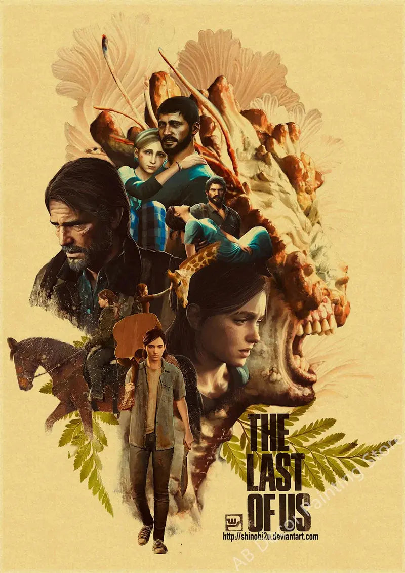 Hot The Last of Us Part 1 2 Poster Abby Ellie Retro Kraft Paper Prints Vintage Home Room Bar Cafe Club Decor Art Wall Painting June Wall Art