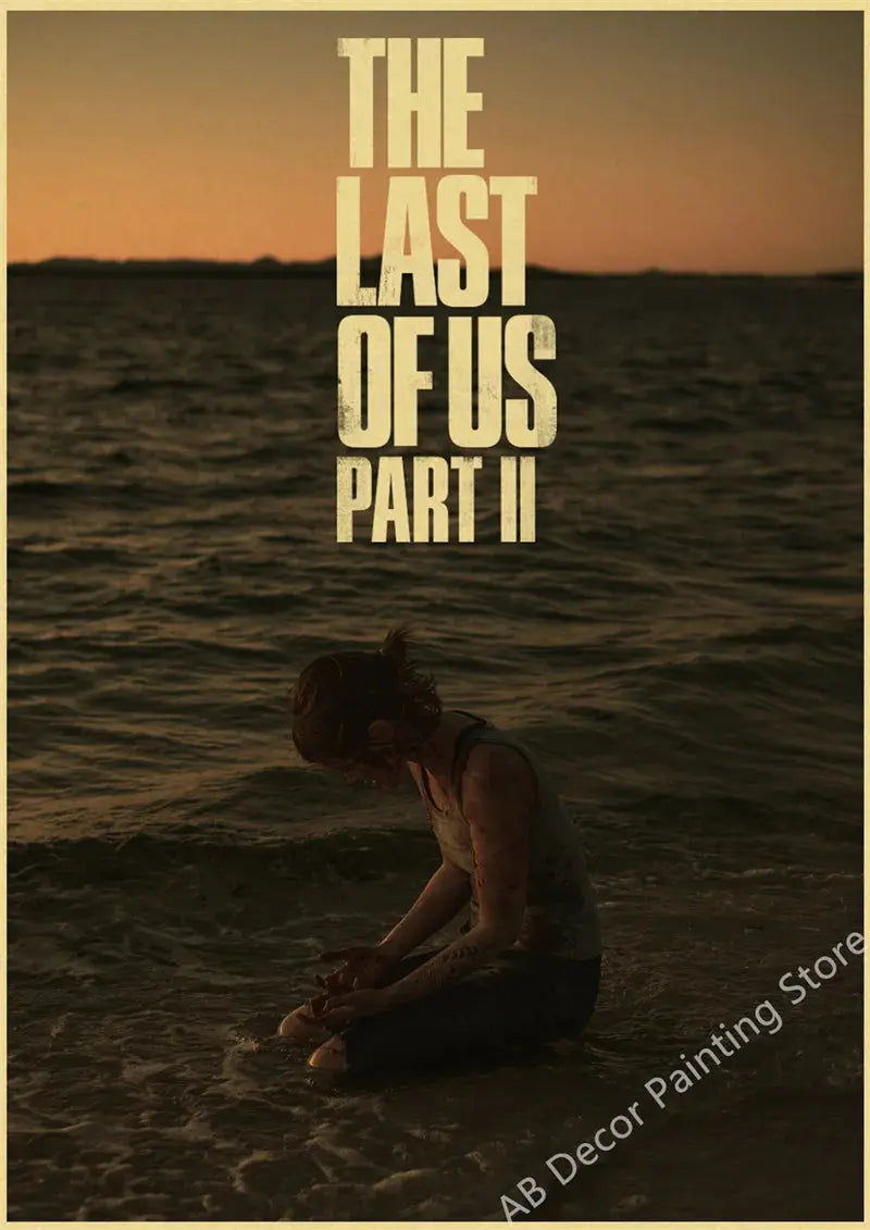 Hot The Last of Us Part 1 2 Poster Abby Ellie Retro Kraft Paper Prints Vintage Home Room Bar Cafe Club Decor Art Wall Painting June Wall Art