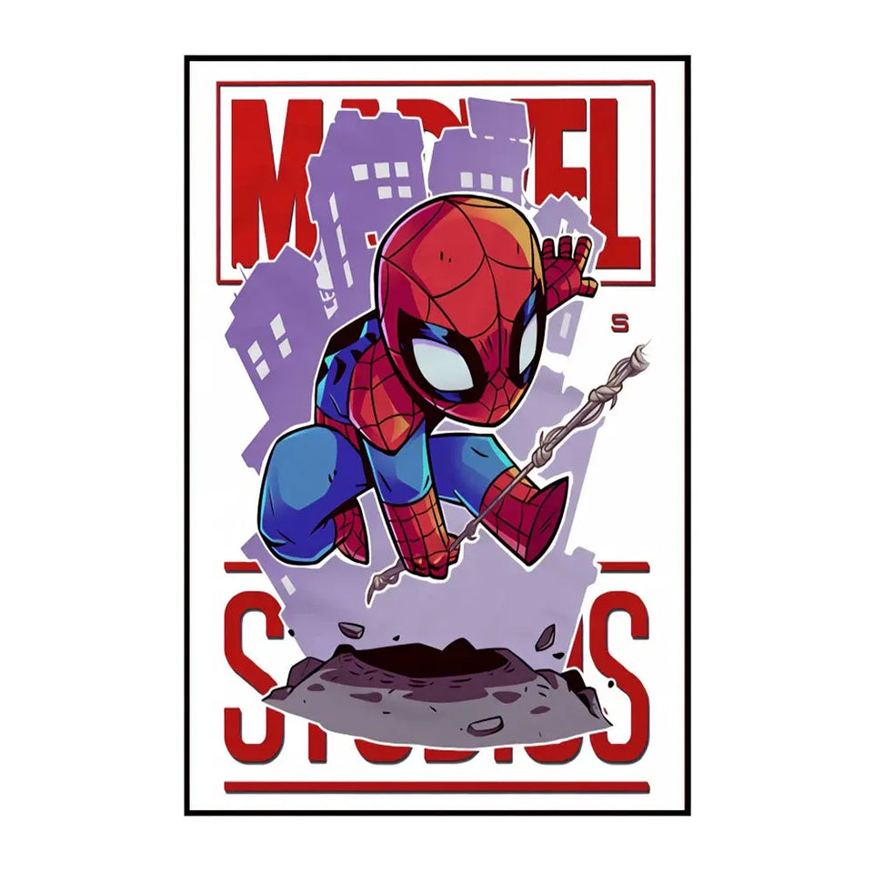 MINISO Marvel Wall Art Posters SpiderMan Iron Man Avengers Superhero Disney Kid Room Decor Cartoon Canvas Painting Picture Print June Wall Art