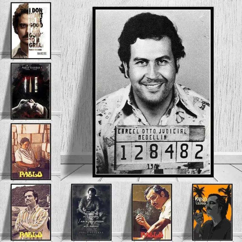 Lord Pablo Escobar Narcos Mugshot Poster Canvas Painting Colombian Drug Gangster Wall Art For Living Room Home Decoration June Wall Art
