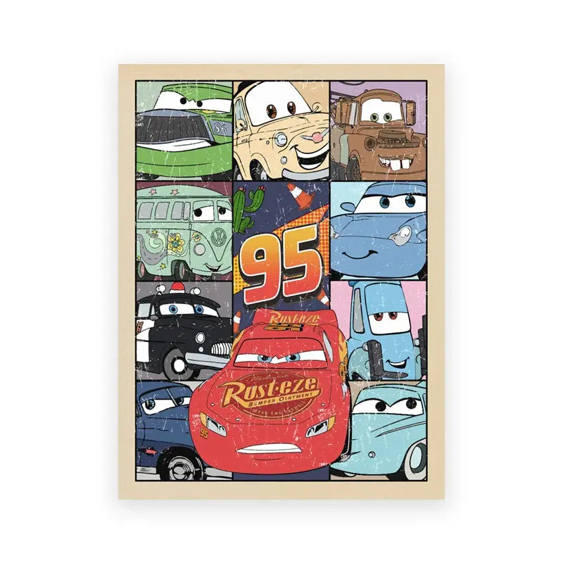 Cars Characters Lightning McQueen Art Prints Cars Movie Poster Vintage Cars Canvas Painting Boys Room Wall Picture Nursery Decor June Wall Art