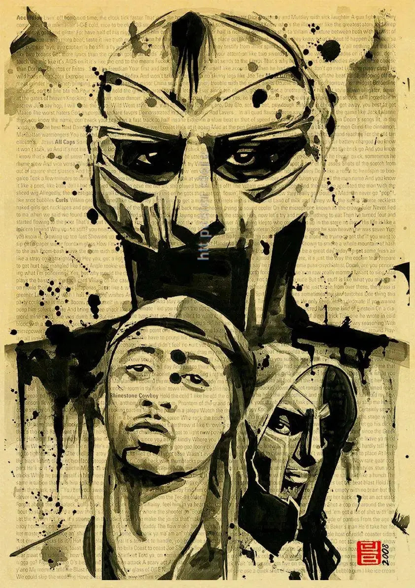 MF Doom Madlib Poster Retro Poster Painting Hip Hop Rap Music Album Star Picture Wall Art For Living Room Home Decor June Wall Art