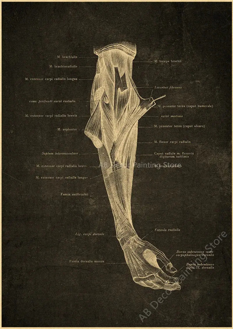 Nostalgic Posters Anatomy Chalkboard Poster Prints Body Parts Heart Hand Foot Drawing Vintage Home Room Art Wall Decor Painting June Wall Art