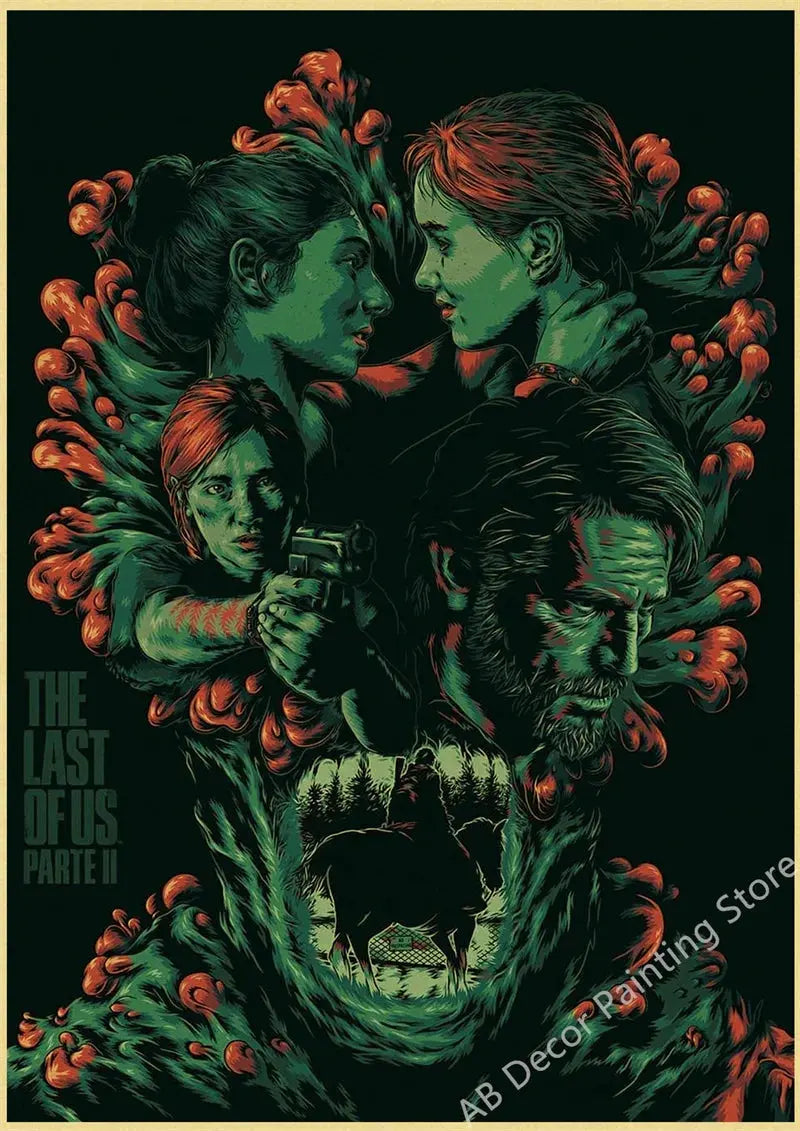 Hot The Last of Us Part 1 2 Poster Abby Ellie Retro Kraft Paper Prints Vintage Home Room Bar Cafe Club Decor Art Wall Painting June Wall Art