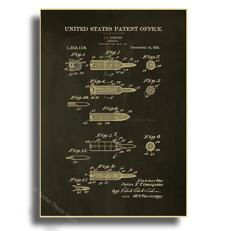 Gun Studies Posters Pistol/Rifle/Revolver Poster Home Room Club Decor Aesthetic Painting Handgun Vintage Prints Art Wall Picture June Wall Art