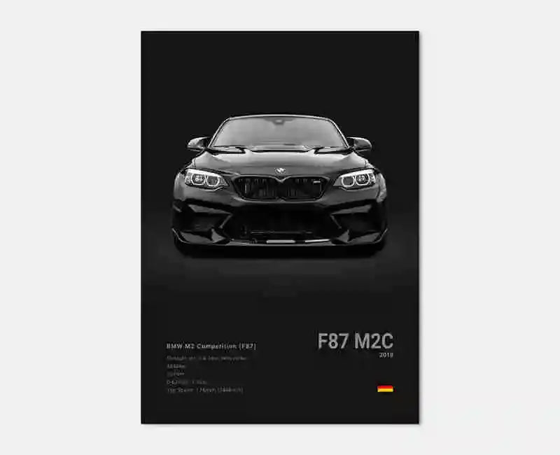 Pop Black And White Poster Wall Art Luxury Supercar F80 M3 M140 GTR HD Oil On Canvas Print Home Living Room Bedroom Decor Gift June Wall Art