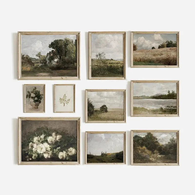 American Style Calm Country Field Sky Vase Canvas Painting Wall Art Pictures Vintage Posters and Prints for Living Room Decor June Wall Art