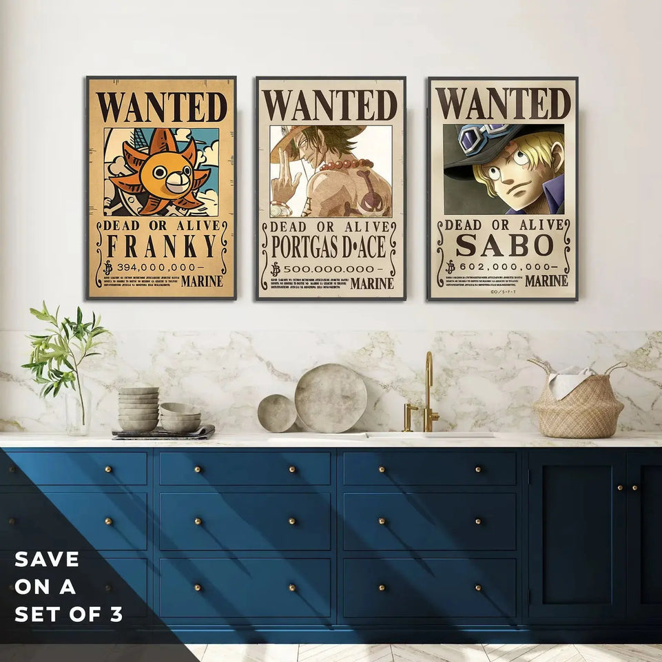 One Piece Self-adhesive Poster Bounty Order Luffy Wallpapr Ace Figures Nami Home Decoration Painting Anime Zoro Wall Art Sanji June Wall Art