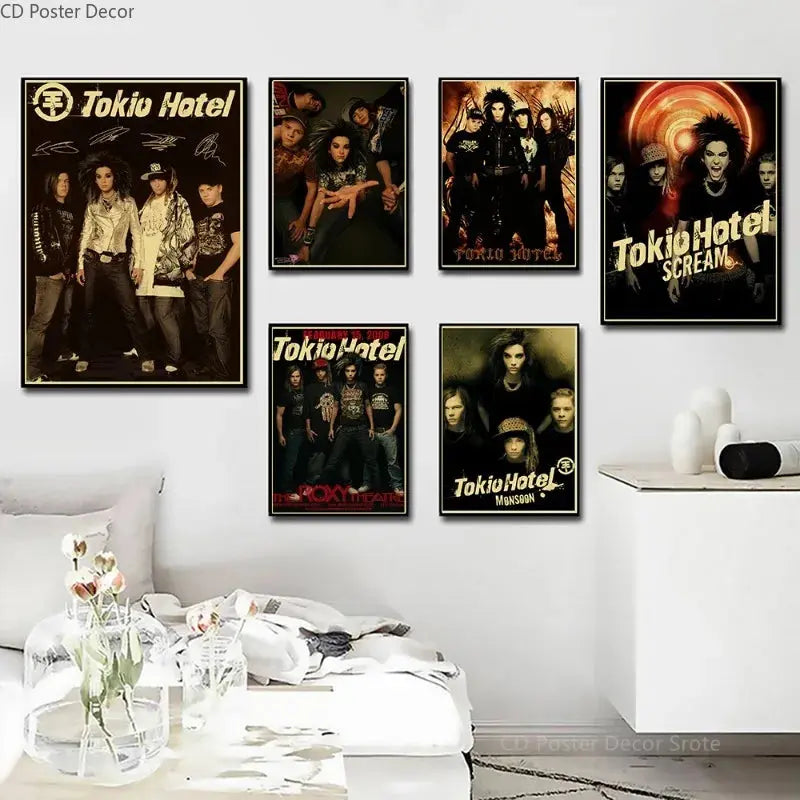 Tokio Hotel Poster German Rock Band Posters Retro Prints Nostalgic Art Wall Painting Vintage Room Home Decor Aesthetic Picture June Wall Art
