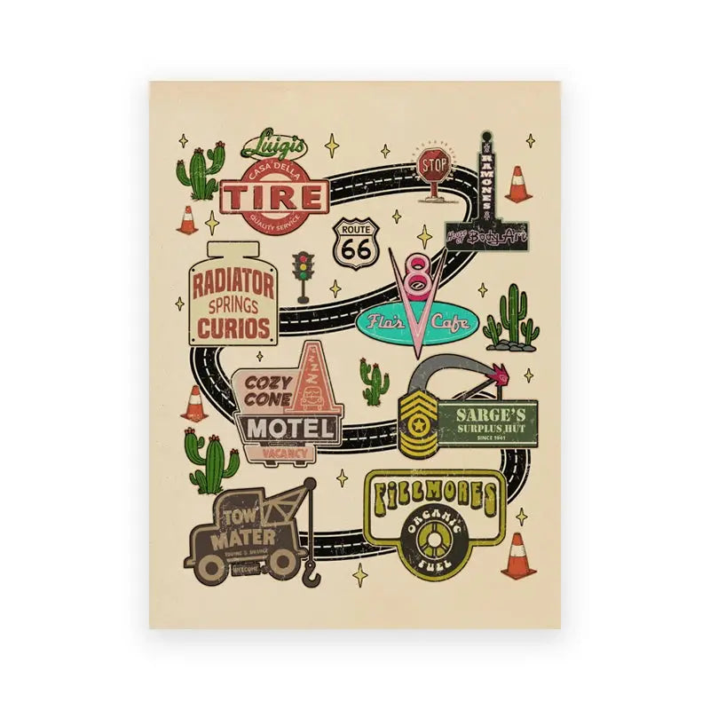 Cars Characters Lightning McQueen Art Prints Cars Movie Poster Vintage Cars Canvas Painting Boys Room Wall Picture Nursery Decor June Wall Art
