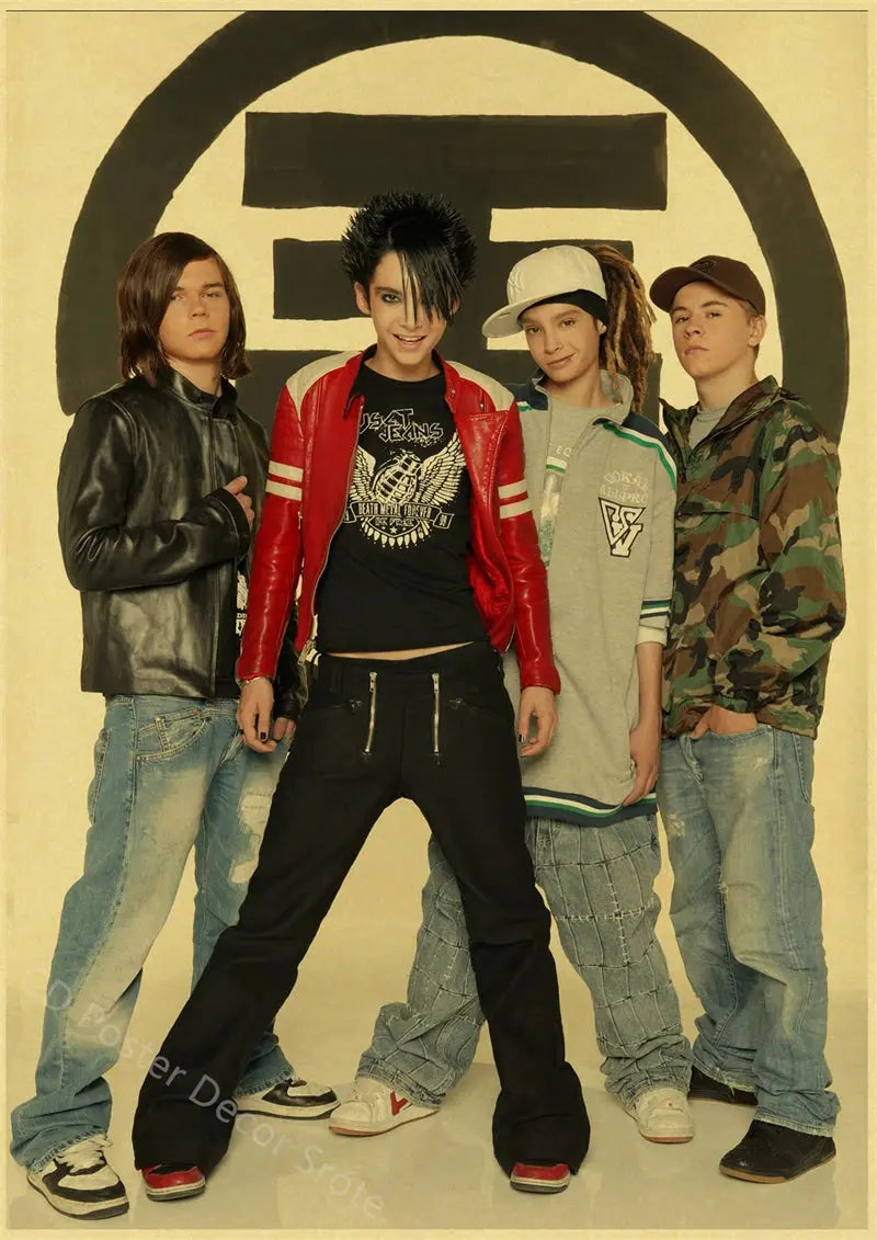 Tokio Hotel Poster German Rock Band Posters Retro Prints Nostalgic Art Wall Painting Vintage Room Home Decor Aesthetic Picture June Wall Art