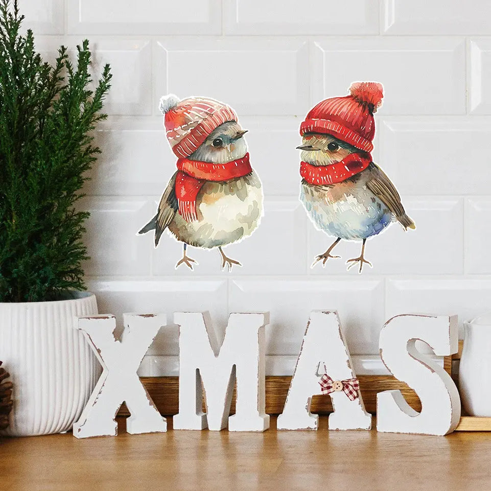 Christmas Decoration Wall Stickers Bird Glass Doors and Windows Home Beautification Decoration Animal Art Decal Stickers S401 June Wall Art