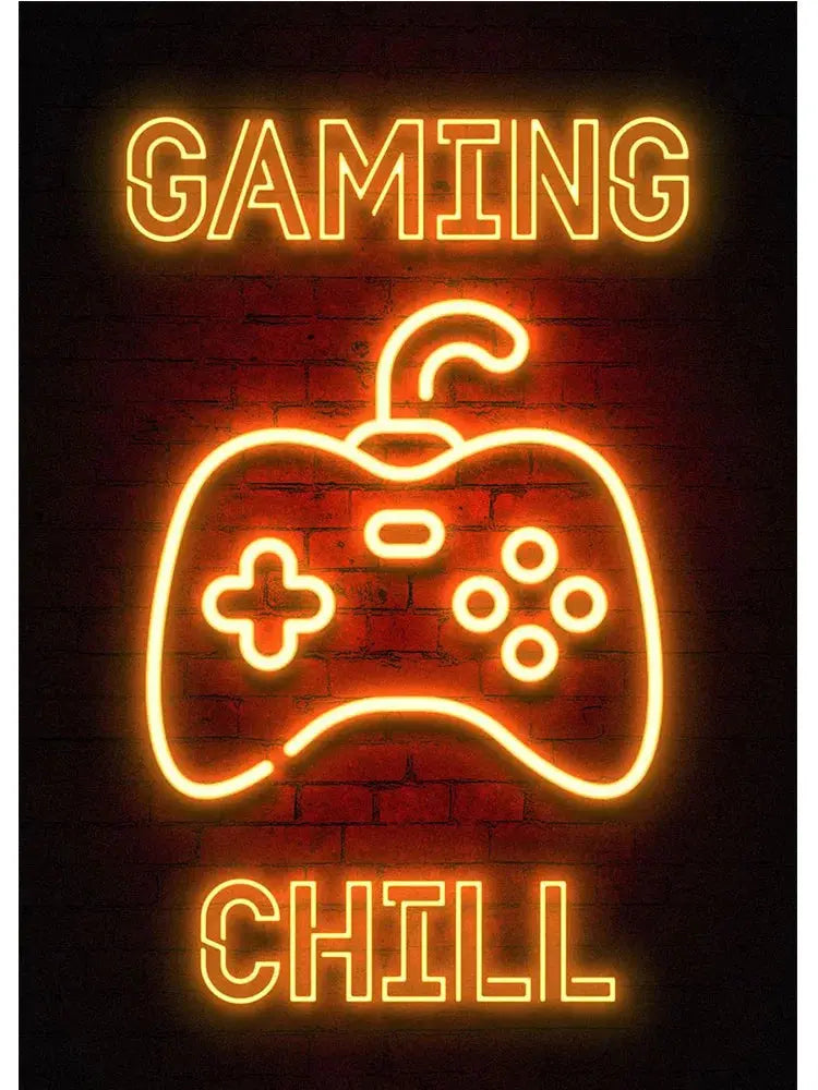 Neon Art Happy Gaming Zone Games Room Poster Print Canvas Painting Gamer Office Wall Art For Boy Bedroom Home Decor No LED June Wall Art