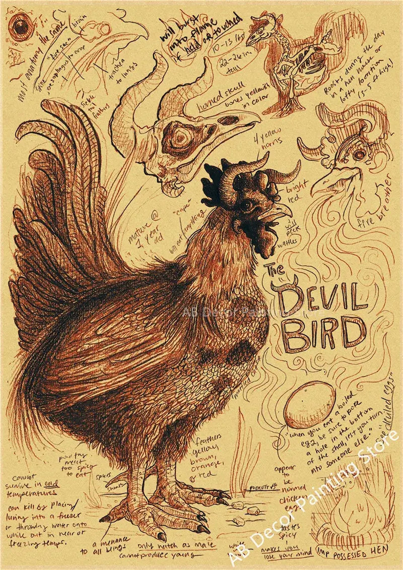 Retro Dragon//Fox/Dog/Wolf/Bird/Bear Posters Prints Nostalgic Animal Natural Study Vintage Home Room Art Wall Decor Painting June Wall Art