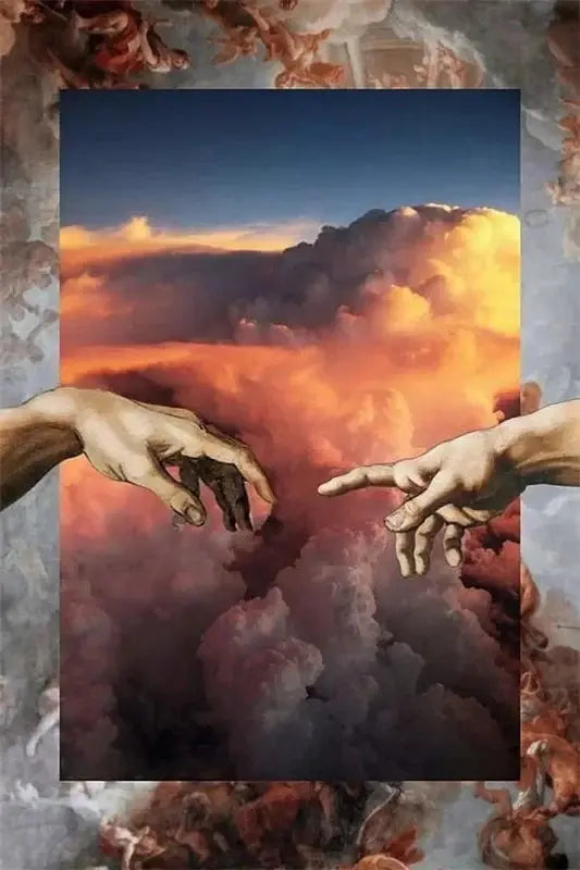 Retro Hand of God and Adam Funny Toilet Paper Picture Canvas Painting Poster For Wash Room Bathroom Living Wall Art Home Decor June Wall Art