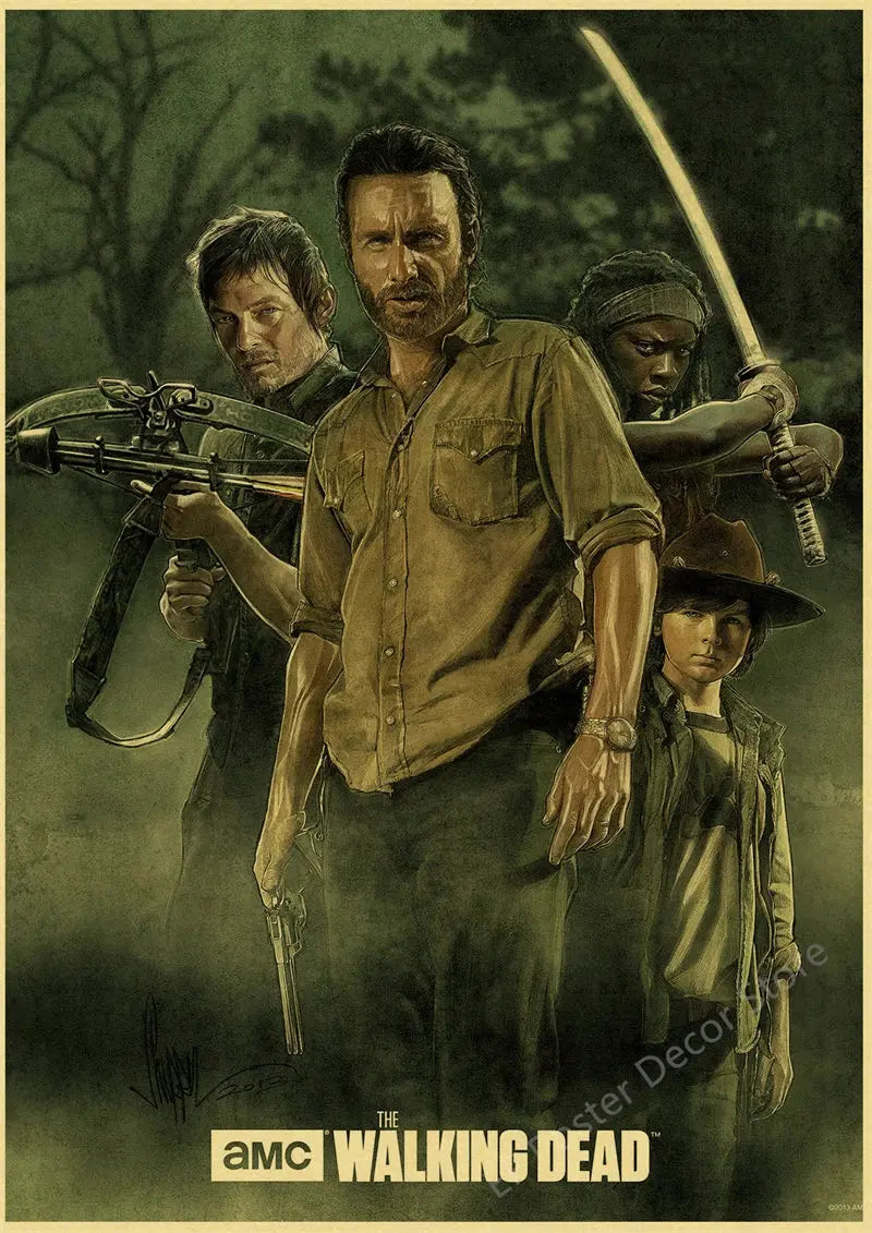 The Walking Dead Poster Rick Grimes/Daryl Dixon Prints Posters Horror TV Show Vintage Home Room Art Wall Decor Retro Painting June Wall Art