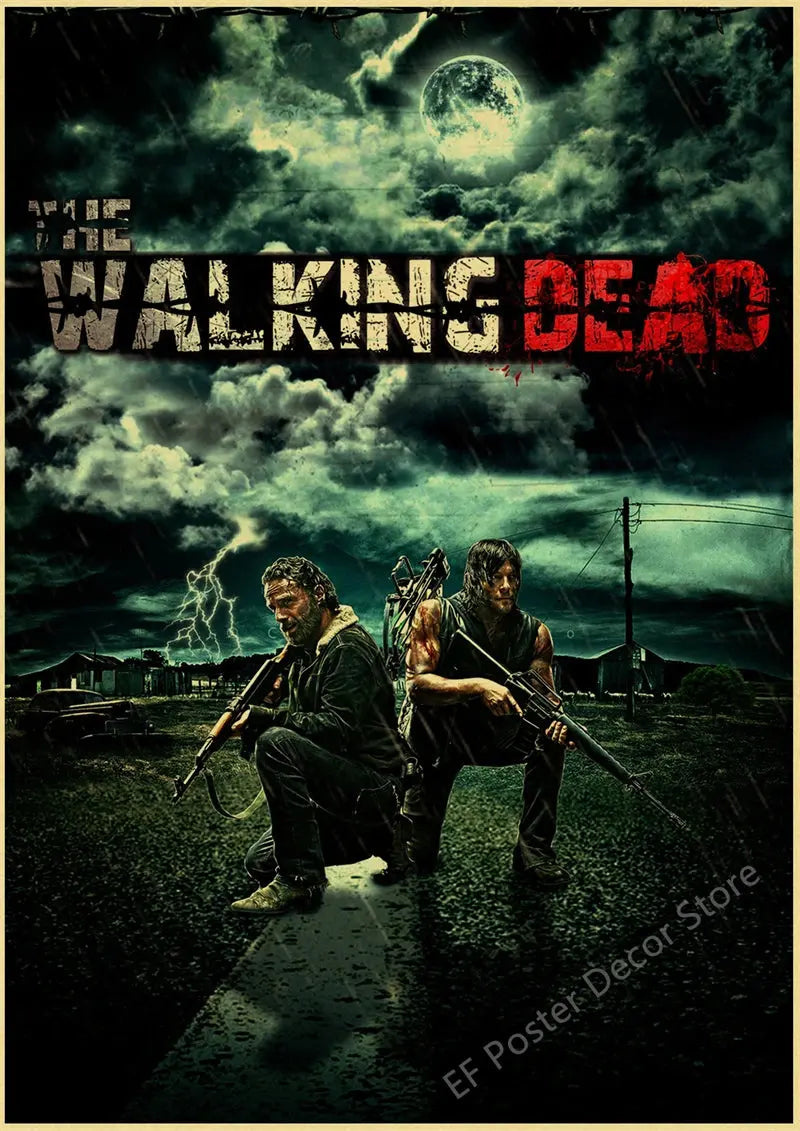 The Walking Dead Poster Rick Grimes/Daryl Dixon Prints Posters Horror TV Show Vintage Home Room Art Wall Decor Retro Painting June Wall Art
