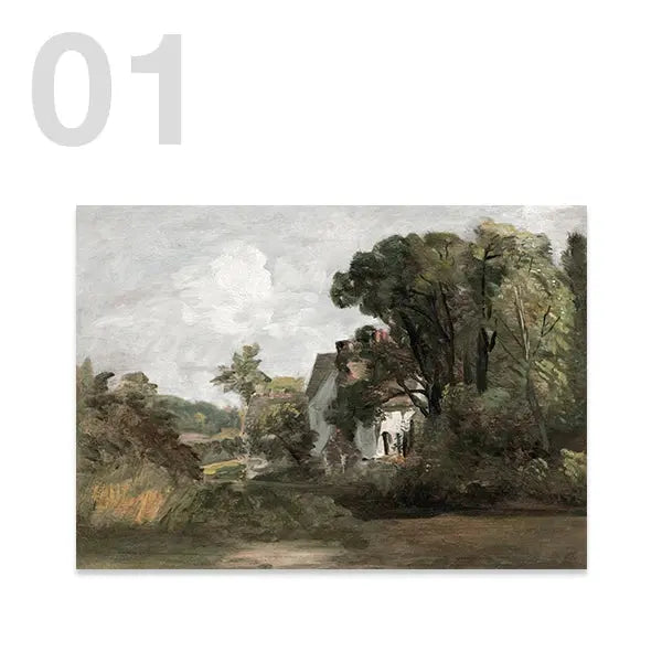 American Style Calm Country Field Sky Vase Canvas Painting Wall Art Pictures Vintage Posters and Prints for Living Room Decor June Wall Art