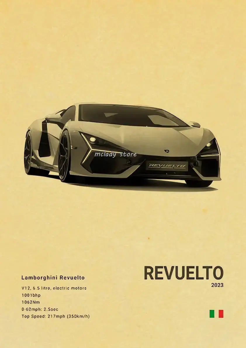 Vintage Luxury Performance Classic Car Sports Car Series Kraft Posters For Room Living Art Home Wall Decor Modern Pictures June Wall Art