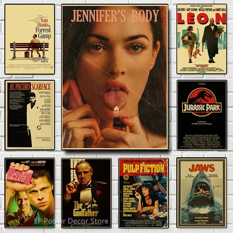 Classic Film Poster Prints Vintage Home Room Art Wall Decor Jennifer's Body/Jaws/Leon Movie Theater Painting Nostalgic Printings June Wall Art